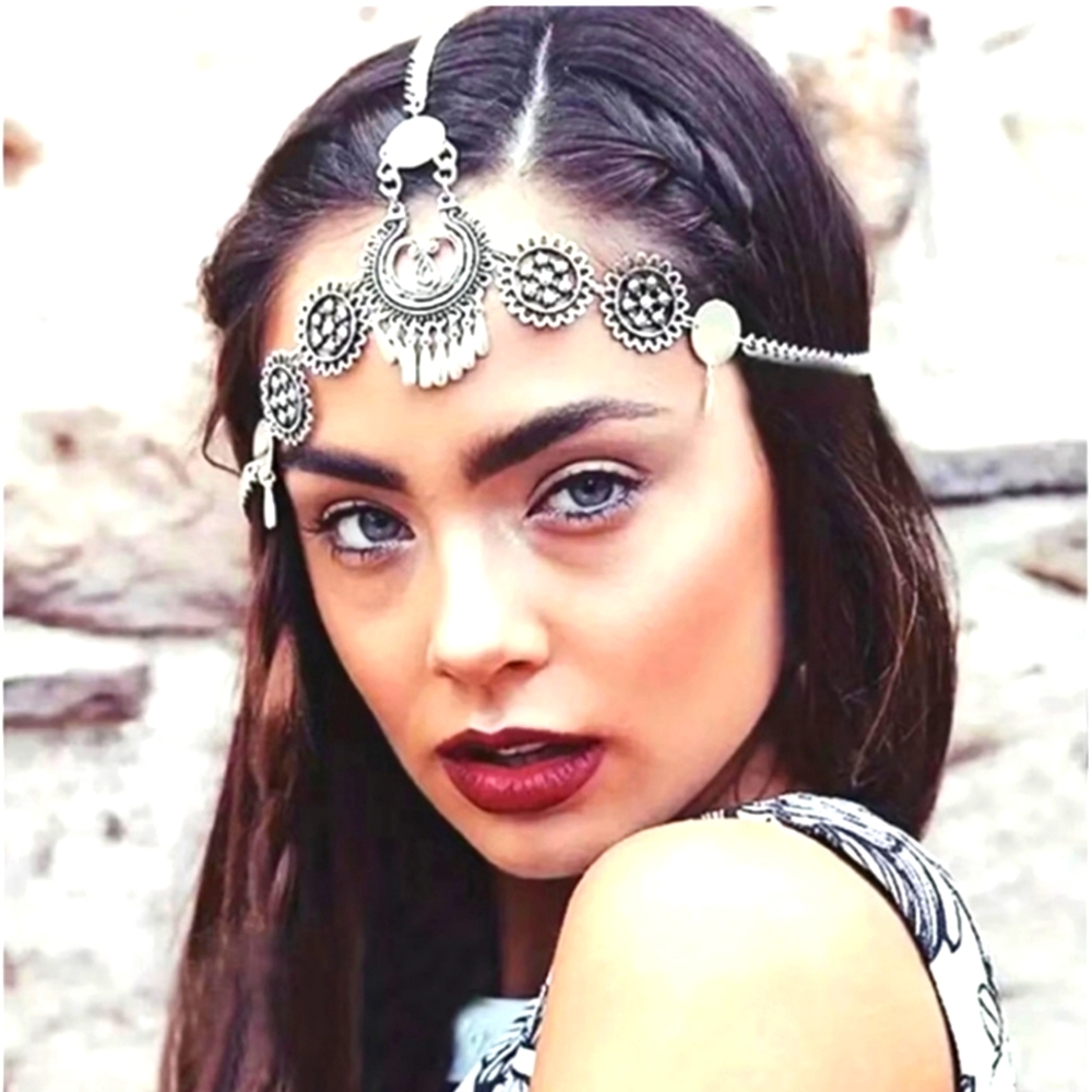 Vintage Style Gold Plated Metal Hollow Head Chain Pendant Head Chain Tassel Flow